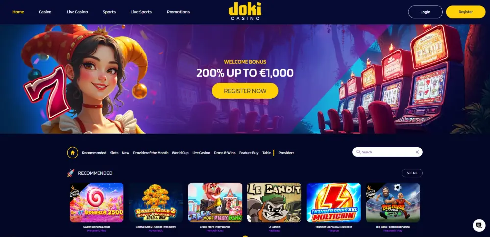 Joki Casino kotisivu