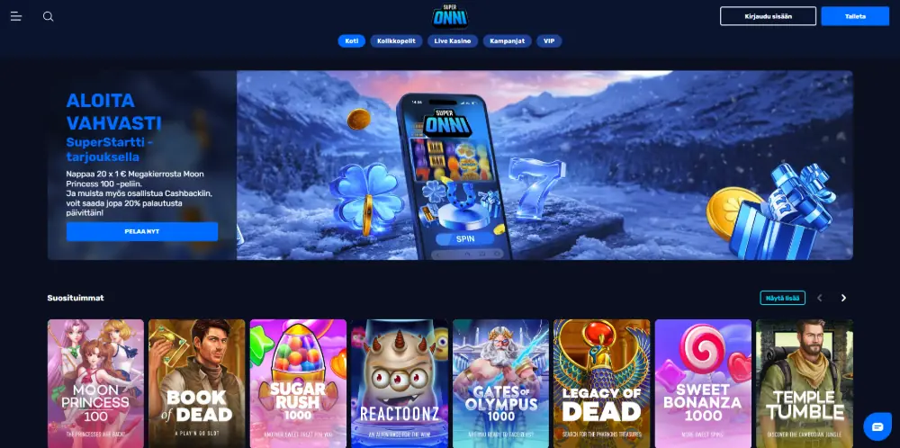 SuperOnni Casino kotisivu